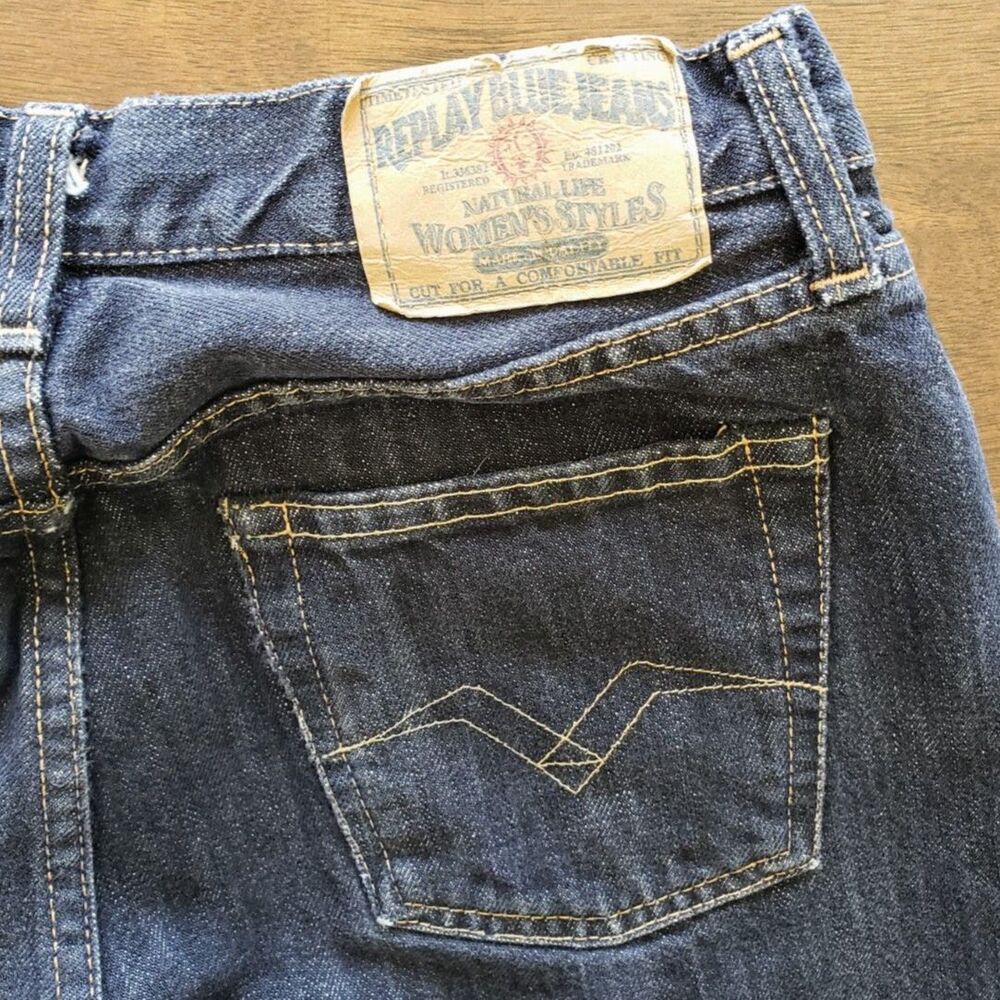 Replay Blue Jeans Malibu Fit Women Size W27 L32 Bootcut/Straight Leg Indigo Wash - Picture 10 of 14